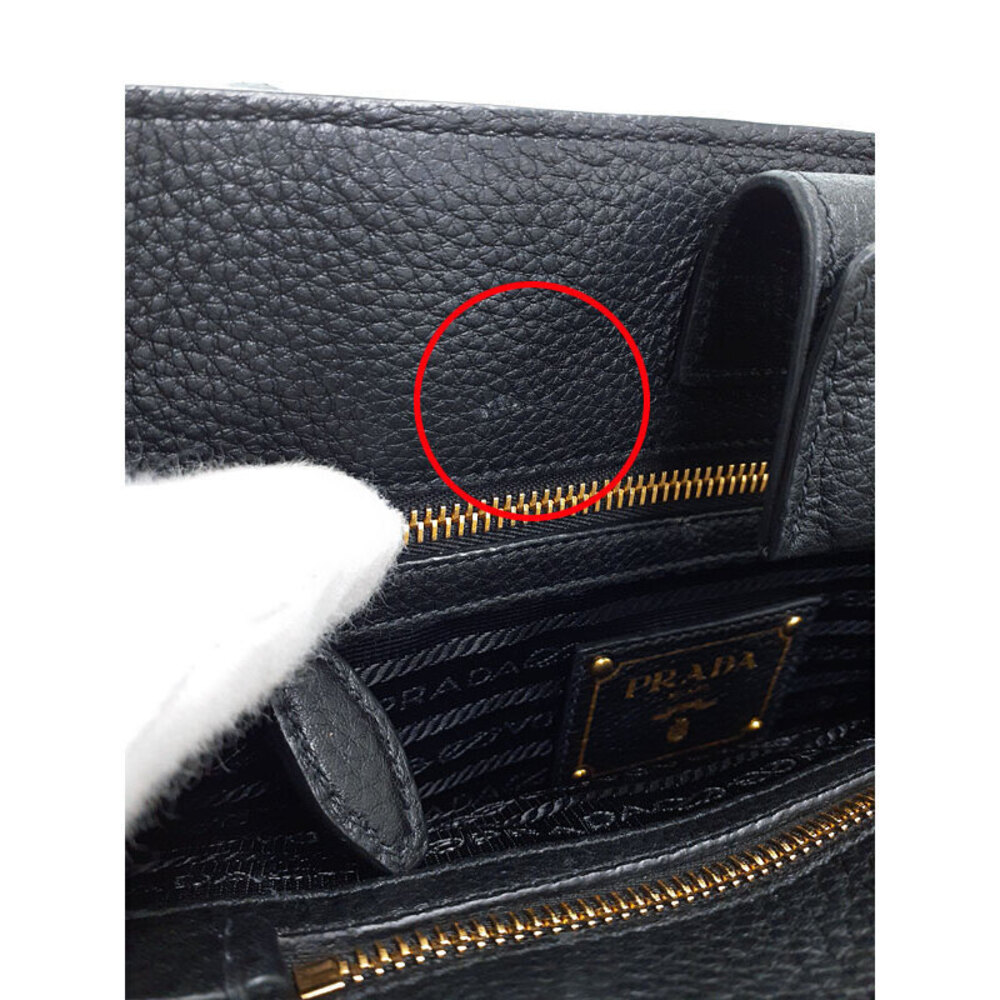 Prada Black Vitello Phenix Leather Tote Shoulder Bag - Picture 4 of 9